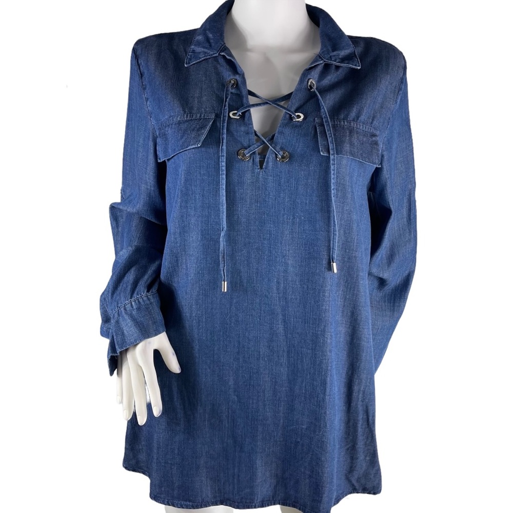 Calvin‎ Klein Denim Look Tunic Top Medium Lightweight